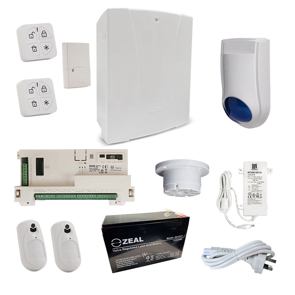 RISCO LightSYS+ Hybrid Alarm Kit with 2x eyeWave Camera PIRs, 2x Panda Remotes & Accessory Kit