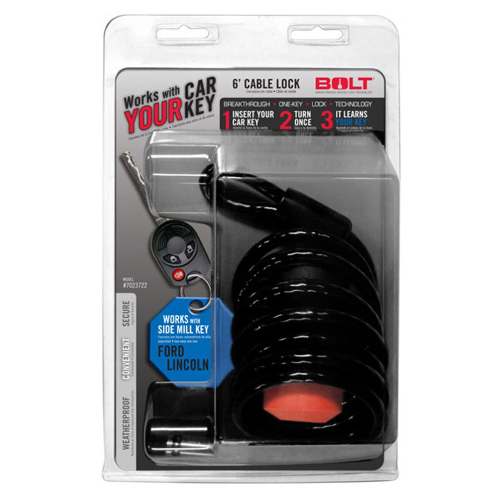 BOLT® 1.8 m Cable Lock – HU101 Profile (Suit Ford, Black Vinyl Coated, 11 mm)