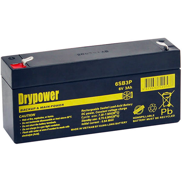 Drypower 6V 3Ah Sealed Lead Acid Battery